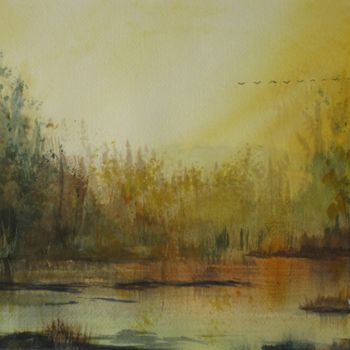 Pintura intitulada "Rives et Rivages lé…" por Paul Loridant, Obras de arte originais, Aquarela