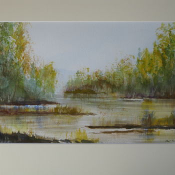 Painting titled "Rives et Rivages lé…" by Paul Loridant, Original Artwork, Watercolor