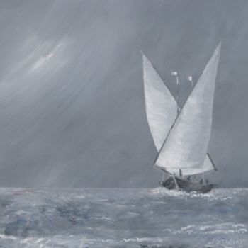 Pintura intitulada "Barque du Léman (hu…" por Paul Loridant, Obras de arte originais, Óleo