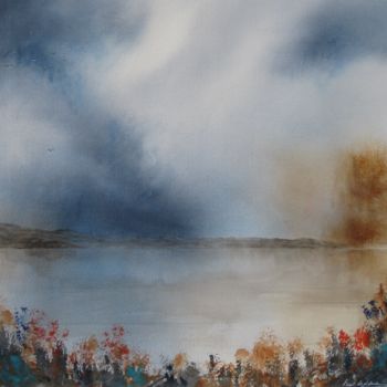 Painting titled "Ambiance Lémanique 9" by Paul Loridant, Original Artwork, Watercolor