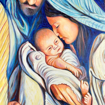Картина под названием "Nativité" - Paul-Louis Recco, Подлинное произведение искусства, Акрил Установлен на Деревянная рама д…
