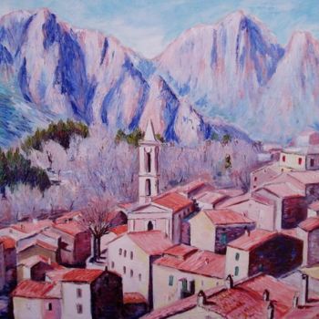 Painting titled "Village d' Evisa (C…" by Paul-Louis Recco, Original Artwork, Oil