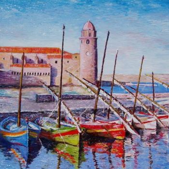 Peinture intitulée "Port de Collioure (…" par Paul-Louis Recco, Œuvre d'art originale, Huile