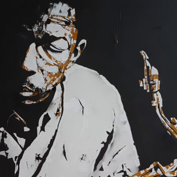 绘画 标题为“John Coltrane” 由Paul Lovering, 原创艺术品, 丙烯 安装在木质担架架上