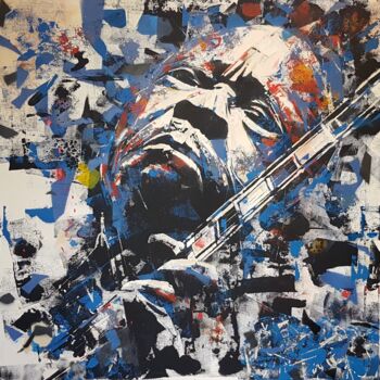 Painting titled "B B King - Blues" by Paul Lovering, Original Artwork, Acrylic Mounted on Wood Stretcher frame