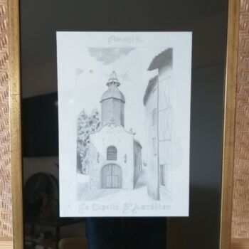 Dessin intitulée "Chapelle Saint Aure…" par Paul Mallet, Œuvre d'art originale, Graphite Monté sur Verre