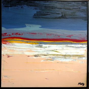 Pittura intitolato "ligne jaune et rouge" da Paul Maz, Opera d'arte originale, Olio
