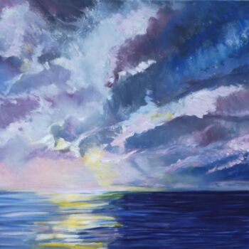 Painting titled "Baltic Skies 3" by Paul Mckee, Original Artwork, Oil Mounted on Wood Stretcher frame