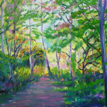Painting titled "Walk in the woods,…" by Paul Mckee, Original Artwork, Oil Mounted on Wood Stretcher frame