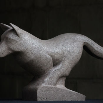 Sculptuur getiteld "Le loup" door Paul Natter, Origineel Kunstwerk, Steen