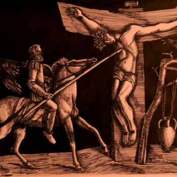 图画 标题为“Crucifixion I” 由Paul Rossi, 原创艺术品, 墨