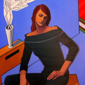 Painting titled "Femme Assise dans l…" by Paul Rossi, Original Artwork, Oil