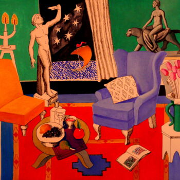 Peinture intitulée "Interieur Avec Bacc…" par Paul Rossi, Œuvre d'art originale, Gouache