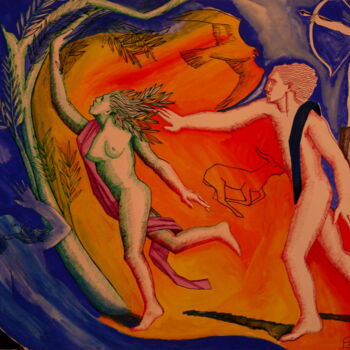 Painting titled "Apollon et Daphne I…" by Paul Rossi, Original Artwork, Gouache