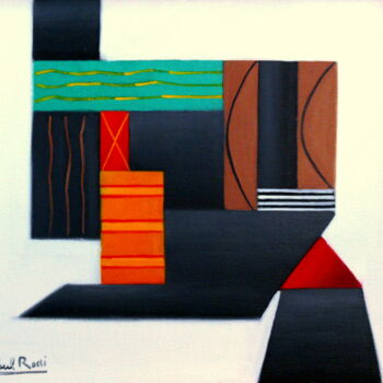 Painting titled "Construction Abstra…" by Paul Rossi, Original Artwork, Oil