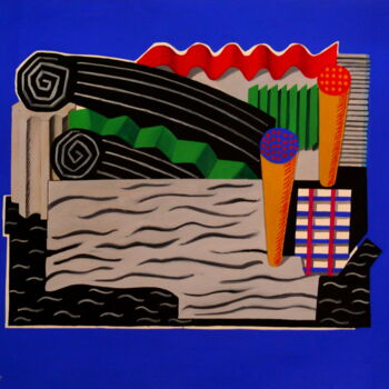 Schilderij getiteld "Construction Abstra…" door Paul Rossi, Origineel Kunstwerk, Gouache