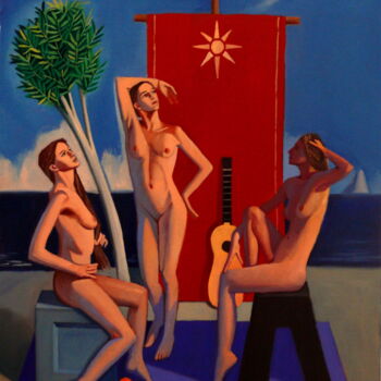 Painting titled "Le Trois Grace IV" by Paul Rossi, Original Artwork, Oil