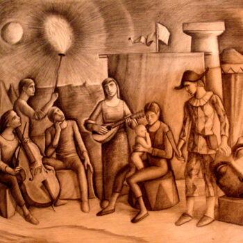 Drawing titled "The Family of Harle…" by Paul Rossi, Original Artwork, Pencil