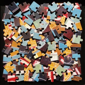 Collages intitolato "45 x 45 cm" da Paul Sarrassat, Opera d'arte originale, pigmenti