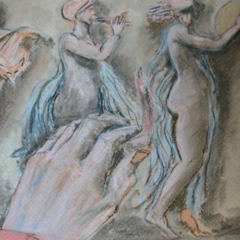 Disegno intitolato "Greek frieze" da Paul Scott, Opera d'arte originale, Pastello