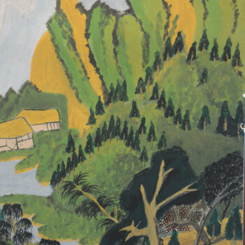 Schilderij getiteld "Japanese landscape" door Paul Scott, Origineel Kunstwerk, Acryl