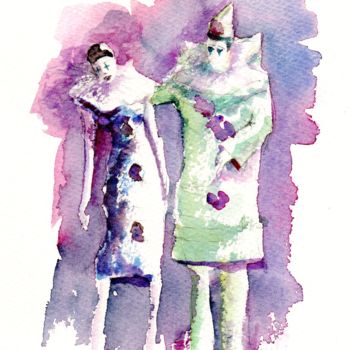 Painting titled "Rejection of Pierrot" by Paul Taylor, Original Artwork, Watercolor