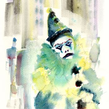 Картина под названием "Clown who Cried in…" - Paul Taylor, Подлинное произведение искусства, Акварель