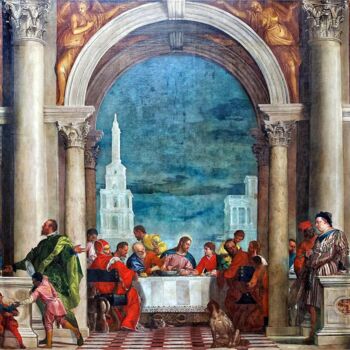 Peinture intitulée "Dîner à la Casa Levi" par Paul Véronèse, Œuvre d'art originale, Huile