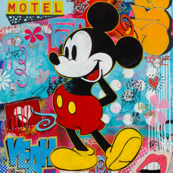 Pittura intitolato "Mickey at Capri Mot…" da Paula Gibbs, Opera d'arte originale, Acrilico