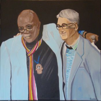 Painting titled "« Quincy Jones et C…" by Paula Gil, Original Artwork, Acrylic