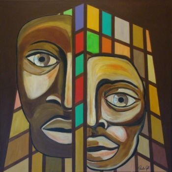 Painting titled "« Regarde Africaine…" by Paula Gil, Original Artwork, Acrylic
