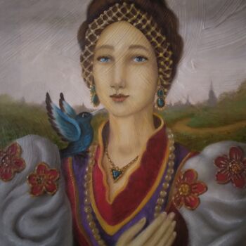 Pintura intitulada "Nobre Coração" por Paula Machado, Obras de arte originais, Óleo Montado em Armação em madeira