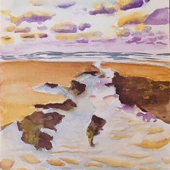 Картина под названием "Playa Cantabria" - Paula Prieto, Подлинное произведение искусства, Акварель