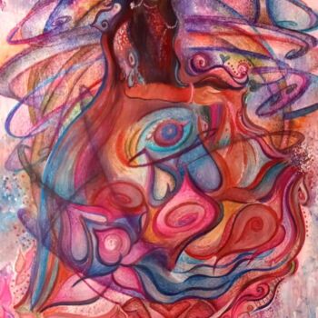 Pintura titulada "Princesa de las Ros…" por Paula Reschini Mengoni, Obra de arte original, Acrílico Montado en Otro panel rí…