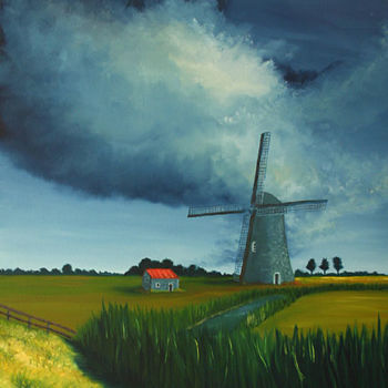 Painting titled "Storm" by Paula C. L. Santos, Original Artwork, Oil