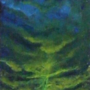 Malerei mit dem Titel "Der grüne Blitz" von Paula Cuevas, Original-Kunstwerk, Öl