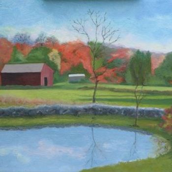 Painting titled "The Farm in Autumn" by Paula Emery, Original Artwork, Oil