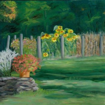 Painting titled "The Farm Gardens" by Paula Emery, Original Artwork, Oil