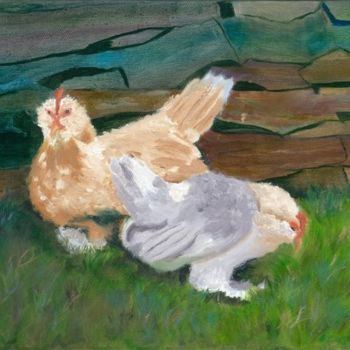 Painting titled "Fowl Play" by Paula Emery, Original Artwork, Oil