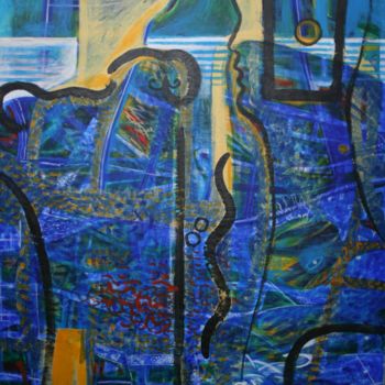 Painting titled "Blue Couple" by Paula-Gina Baranovschi, Original Artwork, Acrylic