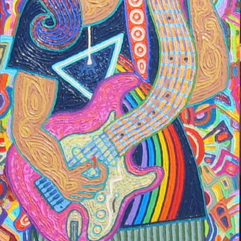 Peinture intitulée ""Gitarista"" par Paul Arenas, Œuvre d'art originale