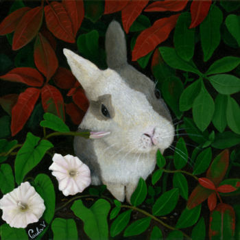 Painting titled "Curious" by Paula Valdivia, Original Artwork, Oil Mounted on Wood Stretcher frame