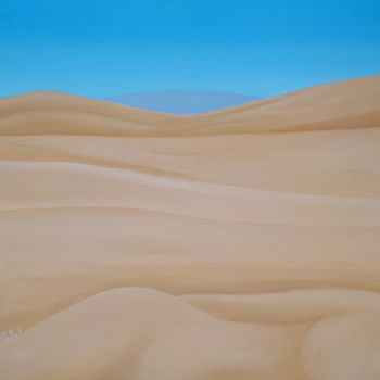Painting titled "Douces dunes" by Paula Valdivia, Original Artwork, Oil Mounted on Wood Stretcher frame