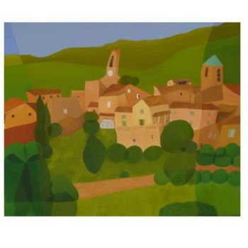 Painting titled "Lourmarin" by Paula Valdivia, Original Artwork, Oil Mounted on Wood Stretcher frame