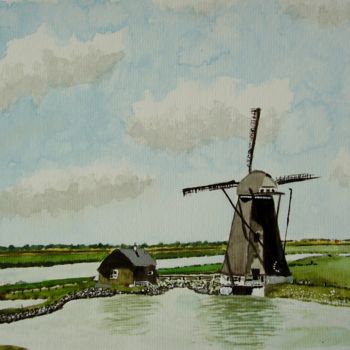 Schilderij getiteld "Noord Hollandse Lan…" door Paul Berkholst, Origineel Kunstwerk