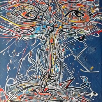 Painting titled "l'homme bipolaire" by Paulcards, Original Artwork, Acrylic