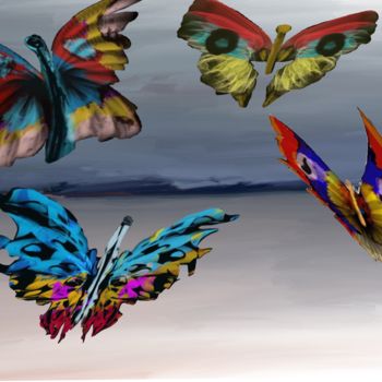 Digitale Kunst mit dem Titel "papillon" von Paul Destaercke, Original-Kunstwerk, Digitale Malerei