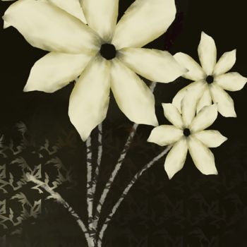 Arts numériques intitulée "rose blanche de Noël" par Paul Destaercke, Œuvre d'art originale, Peinture numérique