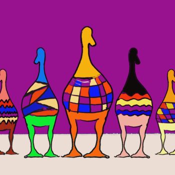 Arte digital titulada "the ducks family" por Paul Destaercke, Obra de arte original, Pintura Digital