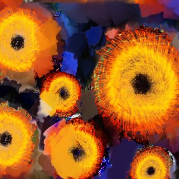 Digital Arts με τίτλο "sunflowers" από Paul Destaercke, Αυθεντικά έργα τέχνης, Ψηφιακή ζωγραφική